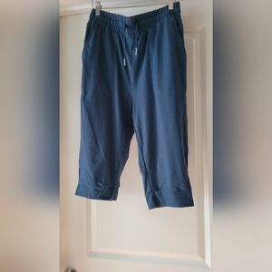 NWT-Halara High Waisted Drawstring Side Pocket Pedal Pushers Size M Oxford Blue